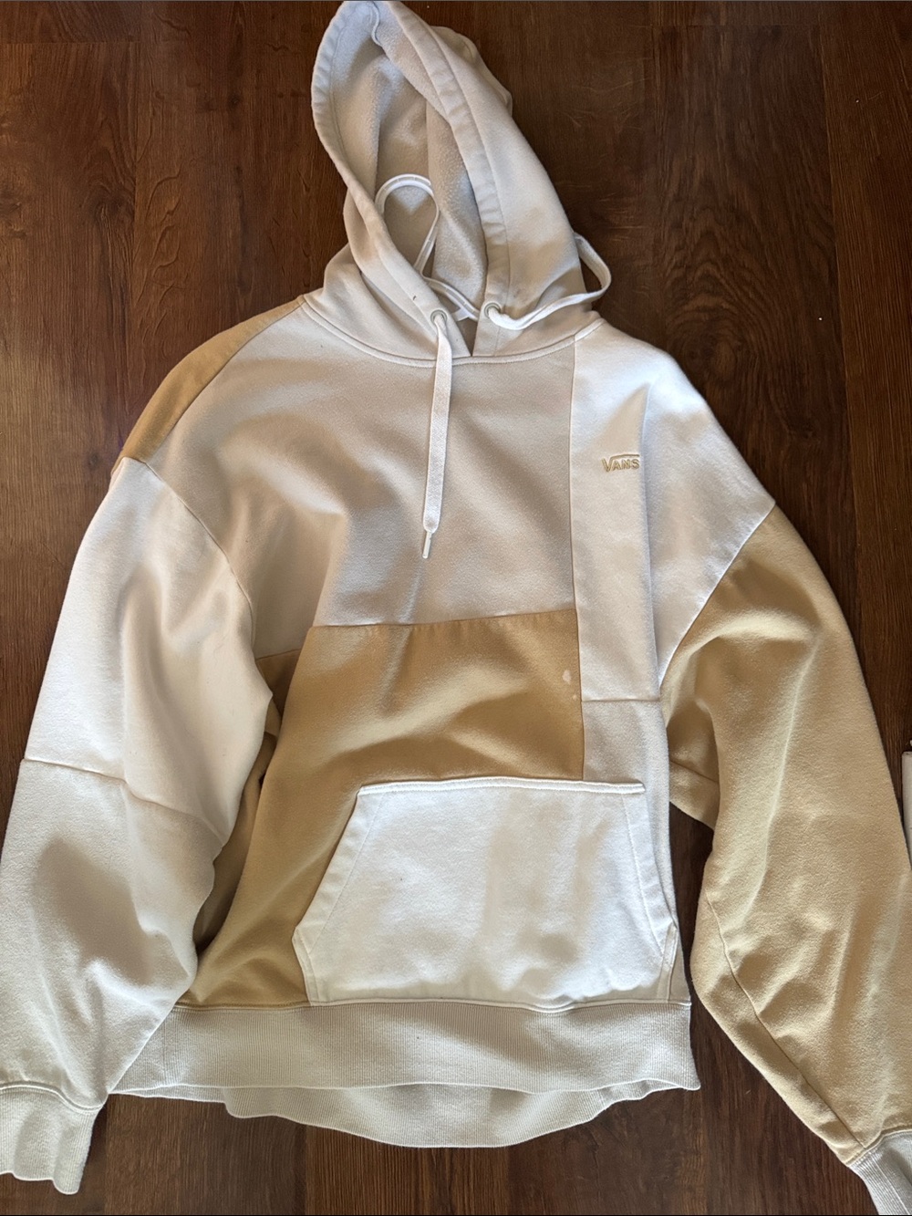 Vans Colorblock Cream and Tan Pullover Hoodie